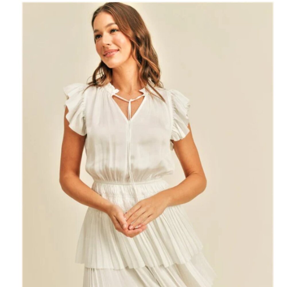 ✨ RESET BY JANE Ruffle Tiered Dress – White | Size M ✨